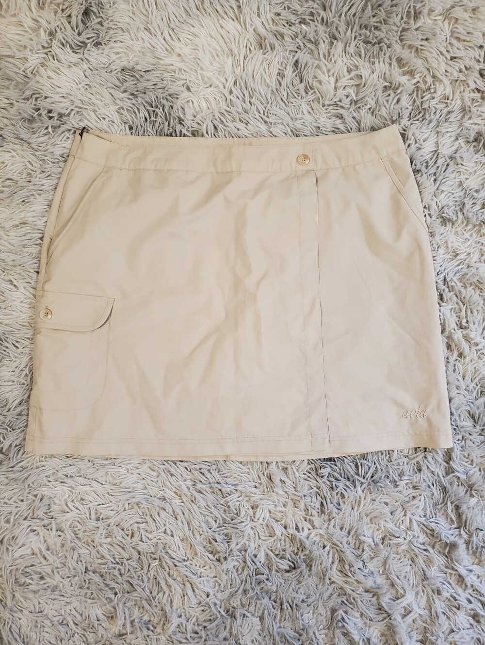 Avia Beige/Tan Athletic Skort with Button Pocket